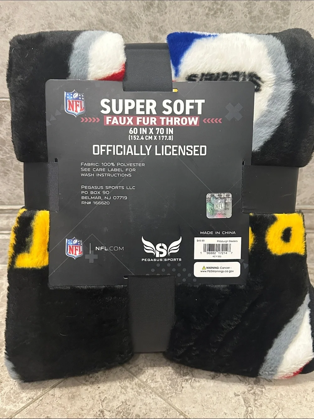 NFL Pittsburgh Steelers Football Throw Blanket NEW 60” X 70” Faux Fur Soft Black